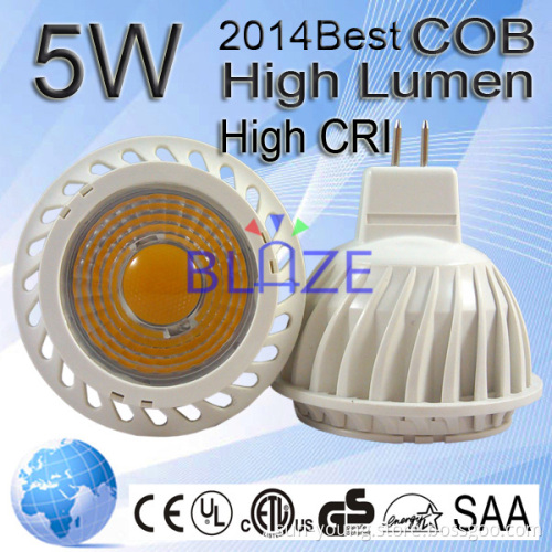 Hot sale !!! High Lumen 450LM Spotlighting 5W MR16 COB LED Spot Light